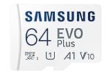 Samsung Tarjeta de Memoria EVO Plus 64GB microSD SDXC U1 Clase 10 A1 130MB/S con Adaptador versión 2021(MB-MC64KA/EU)