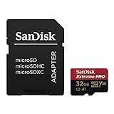 SanDisk Extreme PRO - Tarjeta de memoria de 32 GB microSDHC UHS-I + adaptador SD, velocidad de lectura hasta 100 MB/s, Clase 10, U3, V30 y A1