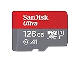 SanDisk Ultra Tarjeta de memoria microSDXC con adaptador SD, hasta 100 MB/s, rendimiento de apps A1, Clase 10, U1, 128 GB, Gris y Rojo
