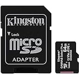 Kingston Canvas Select Plus Tarjeta microSD, SDCS2/64GB Class 10 con Adaptador SD, Negro