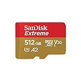 SanDisk Extreme SDSQXA1-512G-GN6MA - Tarjeta de Memoria microSDXC de 512Â GB con Adaptador SD, hasta 160Â MB/s, UHS Speed Class 3 (U3), V30, Oro/Rojo