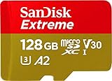 SanDisk Extreme - Tarjeta de memoria microSDXC de 128Â GB con adaptador SD, A2, hasta 160Â MB/s, Class 10, U3 y V30