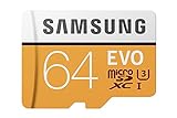 Samsung MicroSDXC EVO - Tarjeta de Memoria (MicroSDXC EVO, 64 GB, MicroSDXC, Clase 10, 100 MB/s, UHS-I, IPX7), Naranja/Blanco