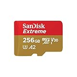 SanDisk Tarjeta microSDXC Extreme de 256 GB + adaptador SD + RescuePRO Deluxe, hasta 190 MB/s, con rendimiento de aplicación A2, UHS-I, Clase 10, U3, V30